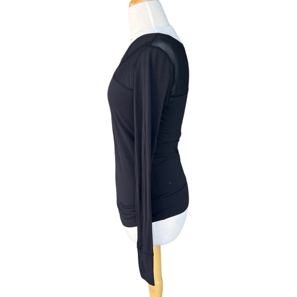 Lululemon Just Breathe Black Long Sleeve Athletic Tee W3G82S Mesh Accents Size 4 - Picture 5 of 10